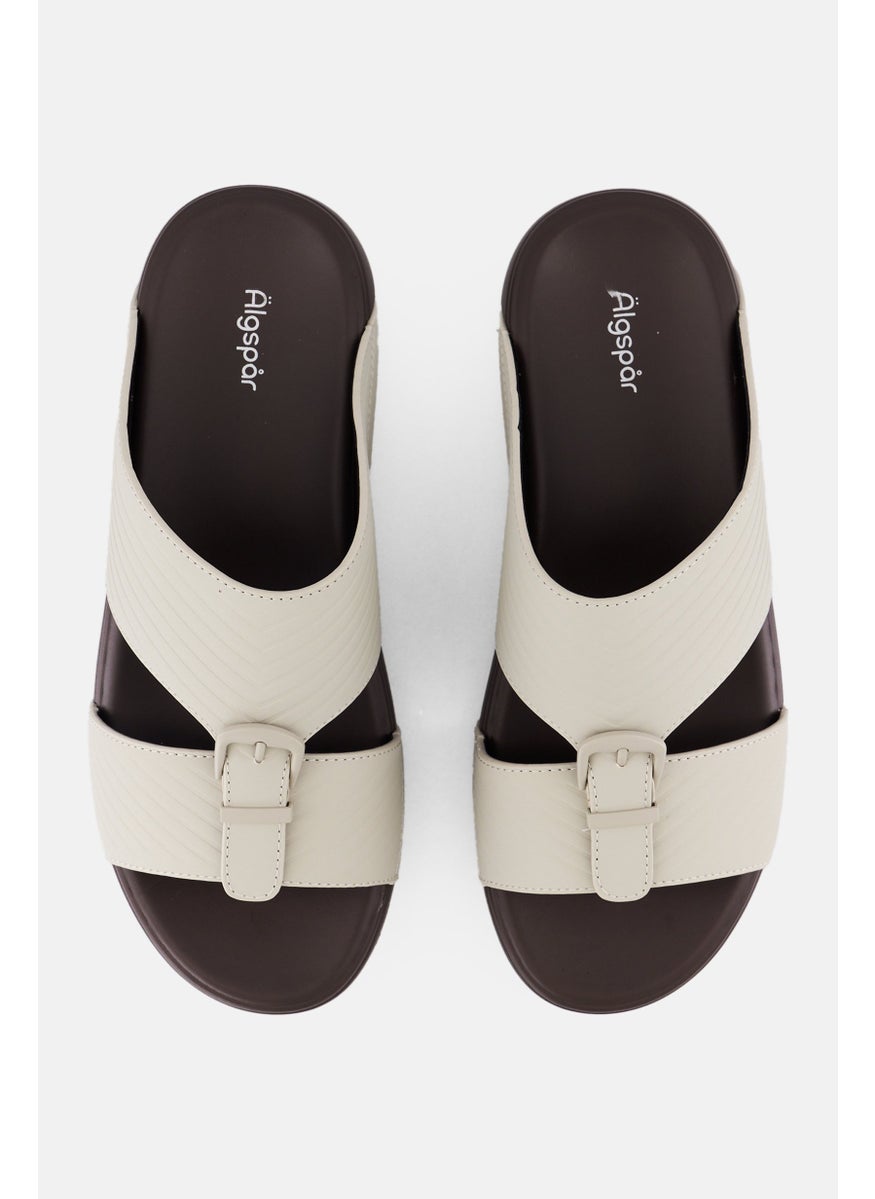 Algspar Men 2 Strap Slip On Arabic Sandals, Beige  - Image 3