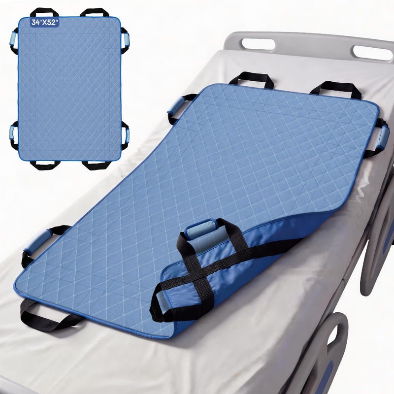 CoolShields Positioning Bed Pad with 8 Reinforced Handles, 34" x 52" Washable Waterproof Transfer & Sliding Sheet for Moving, Turning & Lifting Patients, Elderly, Bedridden & Incontinence Care - Image 1