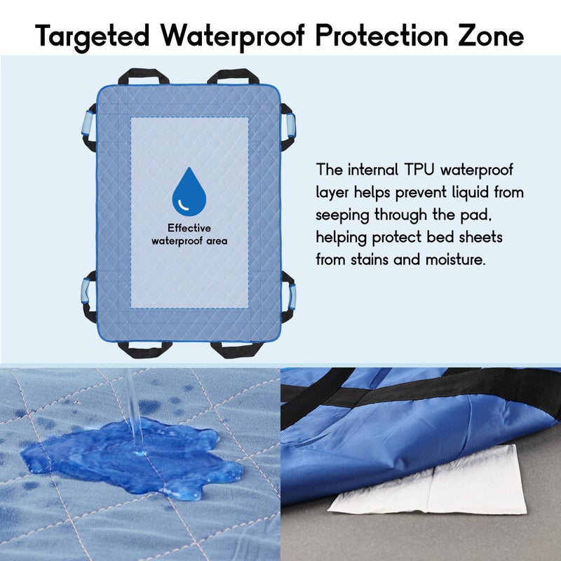 CoolShields Positioning Bed Pad with 8 Reinforced Handles, 34" x 52" Washable Waterproof Transfer & Sliding Sheet for Moving, Turning & Lifting Patients, Elderly, Bedridden & Incontinence Care - Image 2