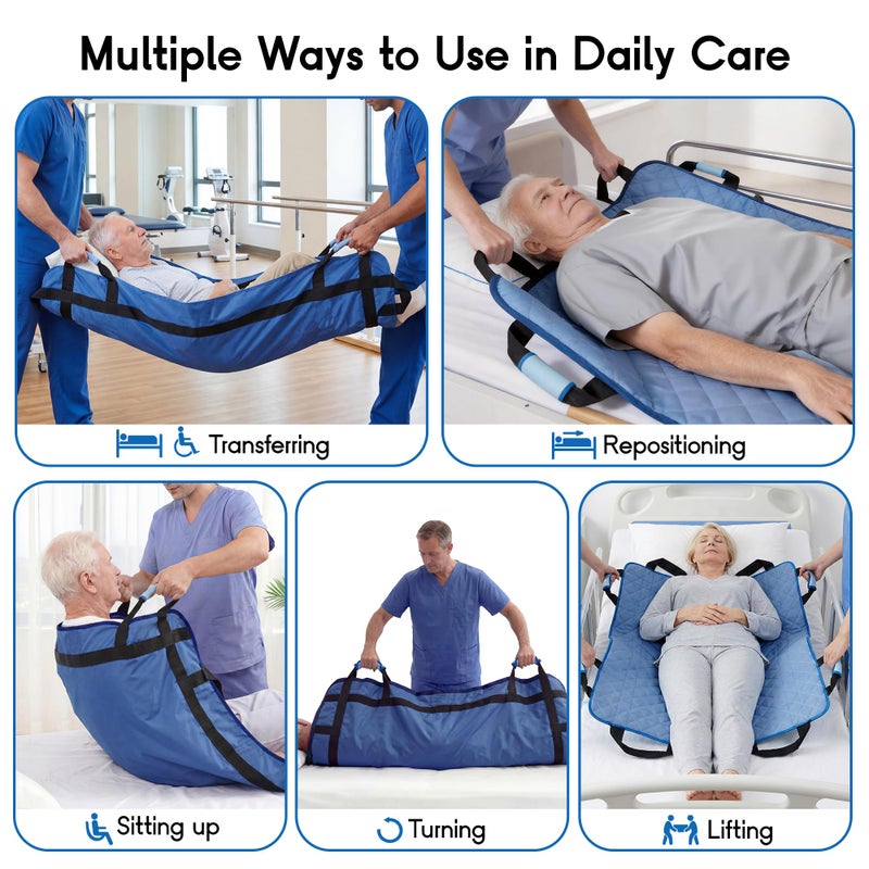 CoolShields Positioning Bed Pad with 8 Reinforced Handles, 34" x 52" Washable Waterproof Transfer & Sliding Sheet for Moving, Turning & Lifting Patients, Elderly, Bedridden & Incontinence Care - Image 5