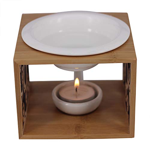 Singeek Ceramic Essential Oil Burner Diffuser,Hollowing Floral Tea Light Holder Aromatherapy Oil Warmer, Holiday Home Decoration Valentine (Auspicious Cloud) - Image 3