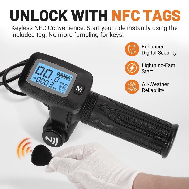 Dilomber Upgraded NFC-Bike Throttle and Left Side Grips Fits for Tuttio Soleil01 Electric Dirt Bike Only New Version Keyless w/LCD Display M Button NFC Unlocking - Image 2