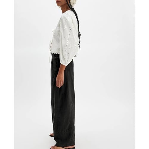SeeLuNa Linen Pants for Women Cotton Baggy Boho Casual Palazzo Pants Wide Leg Long Lounge Trousers with Pockets(Black,M) - Image 5
