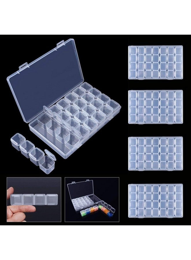 Styxon صندوق تخزين ستاكسون 28 شبكة منظم حاوية خرز شفافة، صندوق تطريز الماس سيمور، صندوق تخزين ملحقات الرسم بالماس، حاوية مجوهرات شفافة، صندوق ملحقات فن الأظافر - Image 3