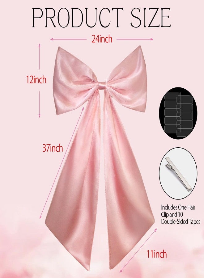 UUBEMM 24x36 Inch Large Bow Decor,Giant Satin Bow for Room Wall Decor, Coquette Birthday Party, Wedding Christmas (Lotus Pink - Image 2