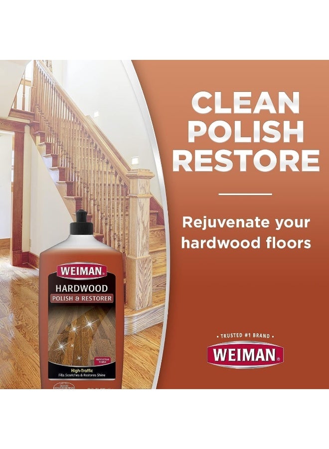 Weiman Wood Floor Polish and Restorer 32 Ounce (2 Pack) - High-Traffic Hardwood Floor, Natural Shine, Removes Scratches, Leaves Protective Layer - Image 2