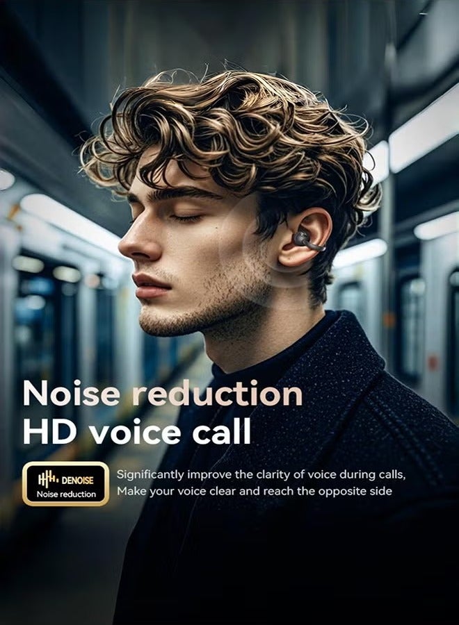 Arabest Multi functional touchscreen Bluetooth earphones, clip on bone conduction, intelligent noise reduction, 3D high-definition sound quality, open sound perception, and ultra long sports battery life. - Image 4