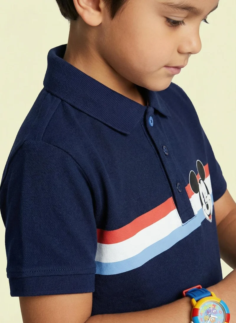 Nautinati  Nautinati Boys' 100% Cotton Disney Mickey Mouse Graphic & Striped Polo T-shirt for Men | Best Price UAE