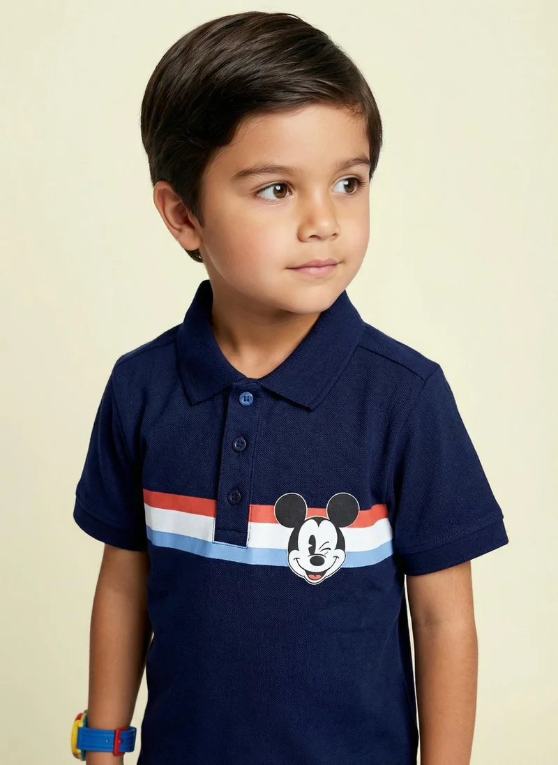 Nautinati  Nautinati Boys' 100% Cotton Disney Mickey Mouse Graphic & Striped Polo T-shirt for Men | Best Price UAE