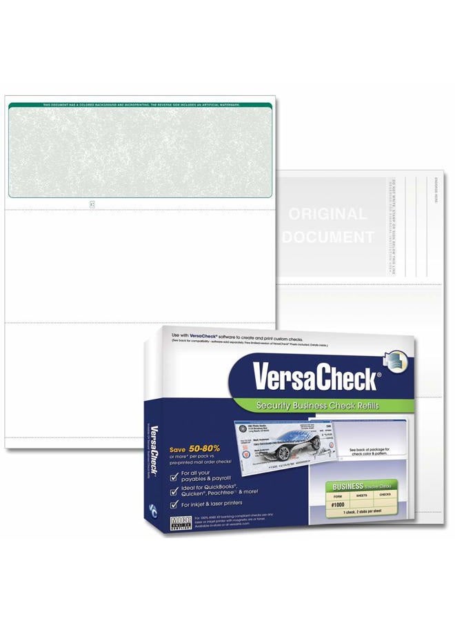 VersaCheck Secure Form #1000 - Blank Business Voucher on Top - Green Classic - 500 Sheets - Image 1