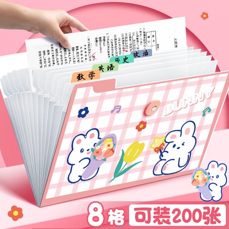 Cartoon Organ Bag A4 Student Large Capacity Multi-Layer Examination Paper Folder Storage Bag Data Subject Classification Folder - Image 1