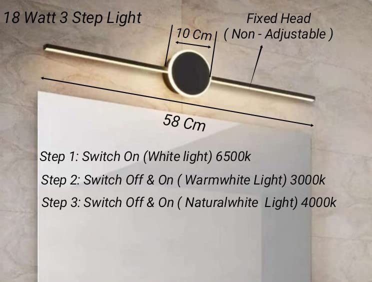 FILLISKA® 18 Watt Modern LED Picture/Dressing/Vanity/Bathroom/Mirror Light with 3 Step Light Mode & Non-Adjustable Head (White, Warm White and Neutral White) (2 Year Warranty) - Image 2