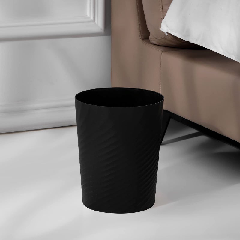 UUJOLY Plastic Small Trash Can Wastebasket, Garbage Container Basket for Bathrooms, Laundry Room, Kitchens, Offices, Kids Rooms, Dorms, (Black, 1.8 Gallon) - Image 2