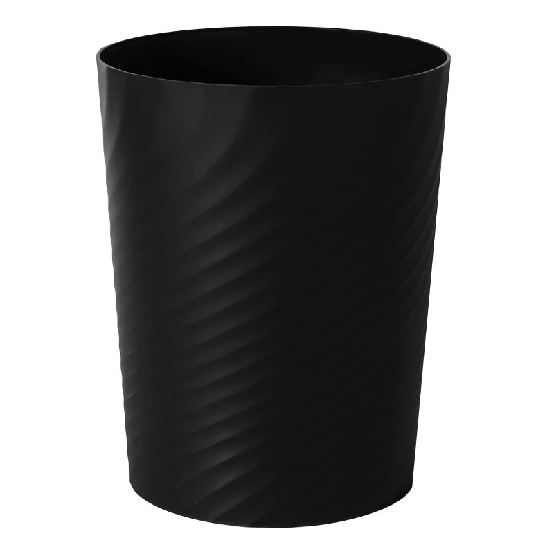 UUJOLY Plastic Small Trash Can Wastebasket, Garbage Container Basket for Bathrooms, Laundry Room, Kitchens, Offices, Kids Rooms, Dorms, (Black, 1.8 Gallon) - Image 1