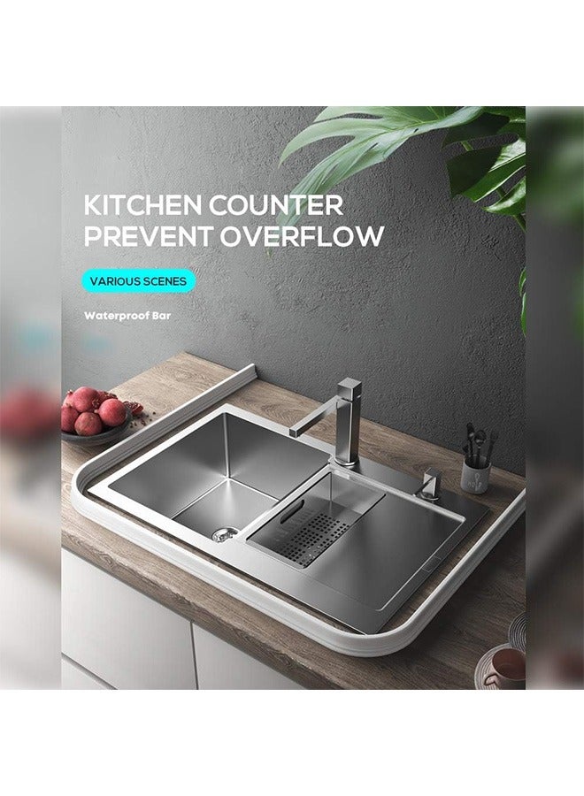 هاي هونور شريط عازل مرن بطول 1 متر لأرضيات الاستحمام والحمام والمطبخ قابل للطي ومانع لتسرب المياه ذاتي اللصق وقابل للانحناء، باللون الرمادي - Image 4