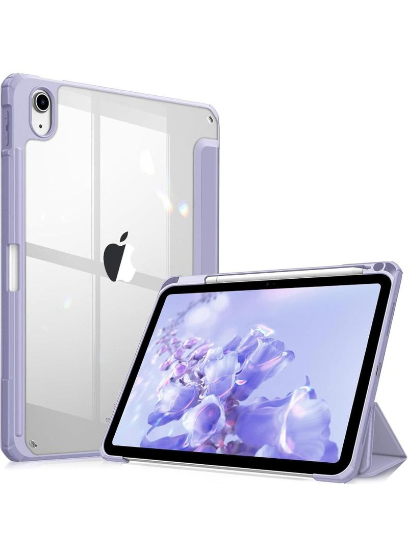 فوميمو غطاء للآيباد (A16) الجيل 11 بوصة (2025)، آيباد الجيل العاشر 10.9 بوصة (2022) - غطاء مقاوم للصدمات مع غلاف خلفي شفاف شفاف وحامل قلم رصاص، أرجواني أرجواني - Image 2