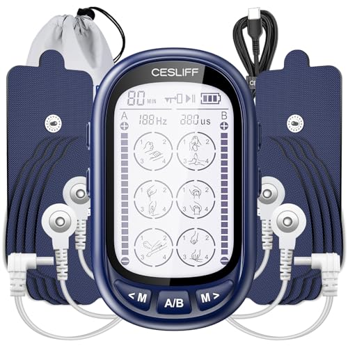 CESLIFF Dual Channel TENS EMS Unit Large Screen 24 Modes 36 Levels Intensity Muscle Stimulator Rechargeable Electric Pulse Massager TENS Machine for Lower Back Neck Shoulder Pain Relief with 10 Pads - Image 1