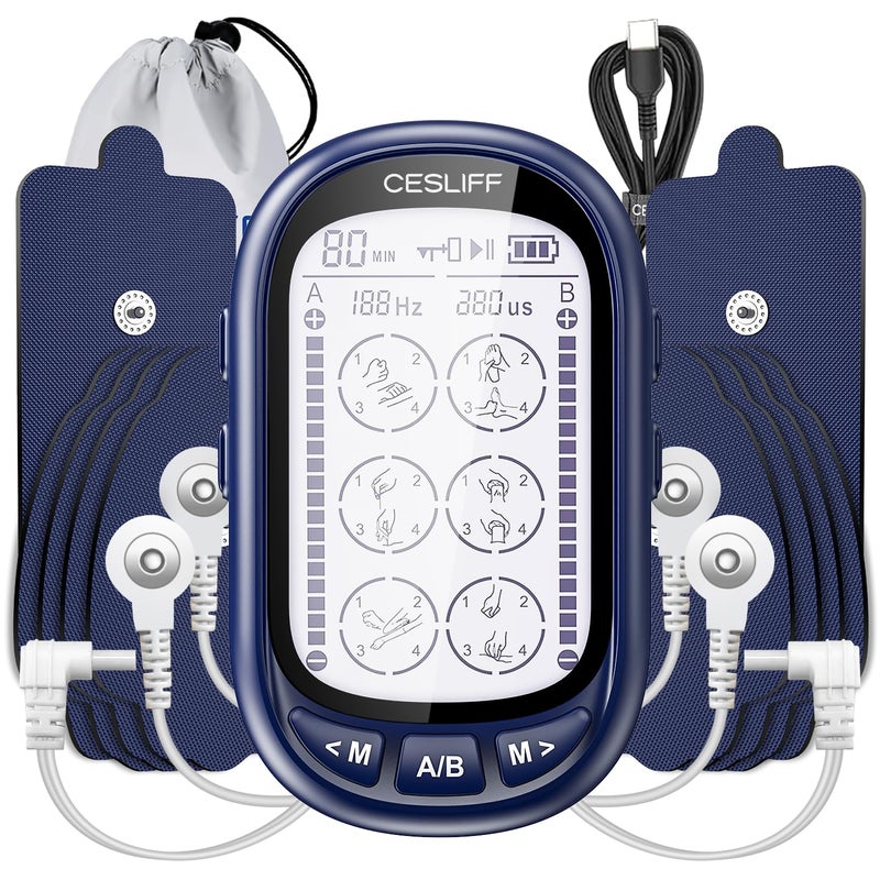 CESLIFF Dual Channel TENS EMS Unit Large Screen 24 Modes 36 Levels Intensity Muscle Stimulator Rechargeable Electric Pulse Massager TENS Machine for Lower Back Neck Shoulder Pain Relief with 10 Pads - Image 2