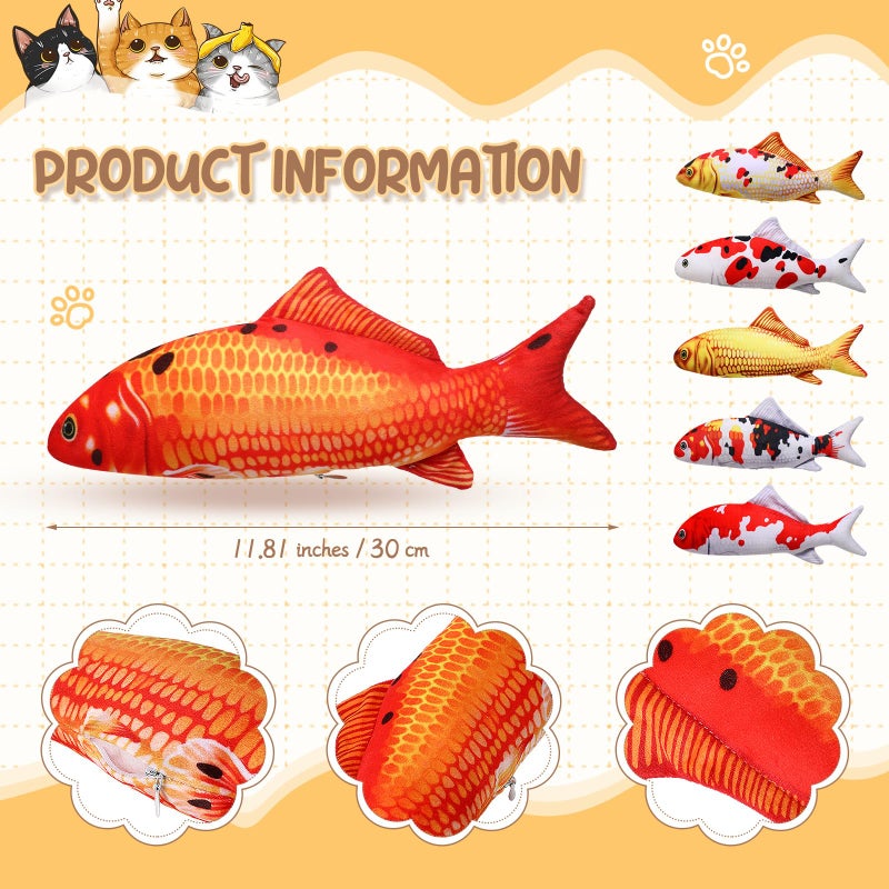 Barydat 6 Pcs 12 Inch Fish Plush Toy Pillow Soft Fish Cushion Pillow Fish Stuffed Animal Realistic Fish Stuffed Carp Toy for Cat Pets or Kids Birthday Gifts - Image 2