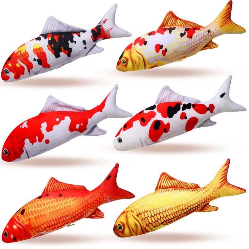 Barydat 6 Pcs 12 Inch Fish Plush Toy Pillow Soft Fish Cushion Pillow Fish Stuffed Animal Realistic Fish Stuffed Carp Toy for Cat Pets or Kids Birthday Gifts - Image 1