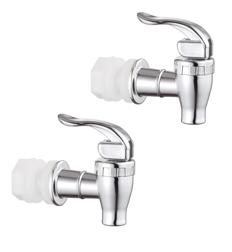Walkinginrain Replacement Spigot for Beverage Dispenser,Push Style Spigots,Water Dispenser Replacement Spout Silver 2 Pack - Image 1