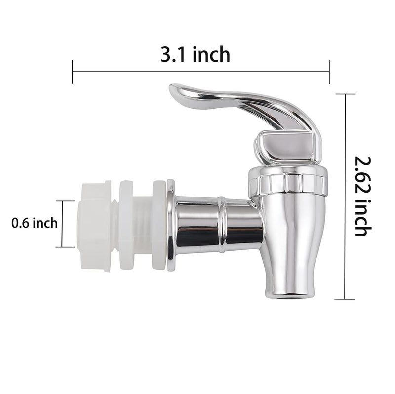 Walkinginrain Replacement Spigot for Beverage Dispenser,Push Style Spigots,Water Dispenser Replacement Spout Silver 2 Pack - Image 3