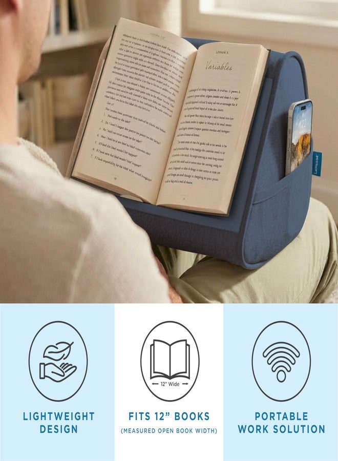 LAPGEAR Book Pillow - Lap Reading Cushion with Built-in Book Stand - Fits 6x9 Books & Similar Sizes - Denim Blue - Style No. 33203 - Image 2