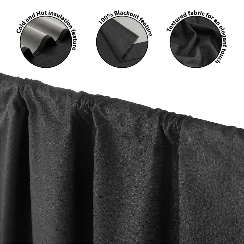Dearfoams Energy Efficient Total Blackout Curtain Window Panel Set of 2  37"" x 84"" Black - Image 3