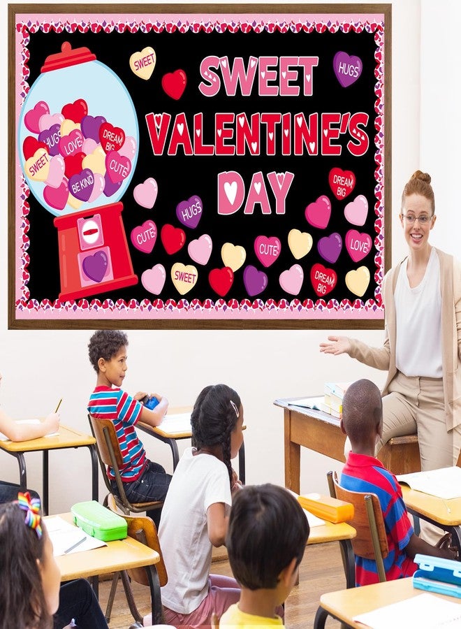 Naozinebi زينة لوحة إعلانات عيد الحب، زينة صفية على شكل علكة فقاعية لعيد الحب، مجموعة لوحة إعلانات على شكل قلوب حب، قصاصات ورقية ملونة لعيد الحب، لوازم حفلات مدرسية - Image 5