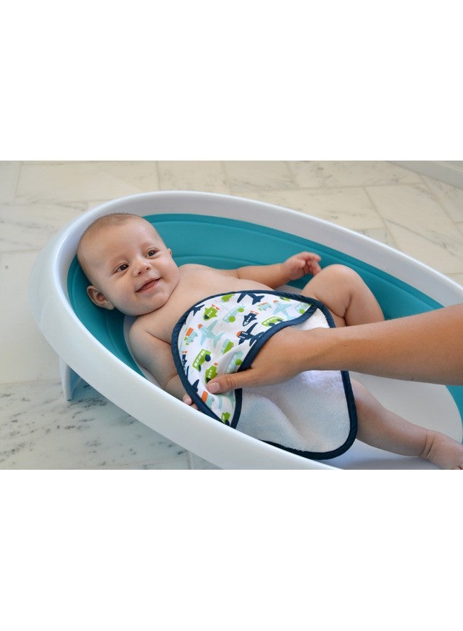 JJ Cole Washcloth and Bath Mitt Set, White Vroom, 3 Count - Image 2