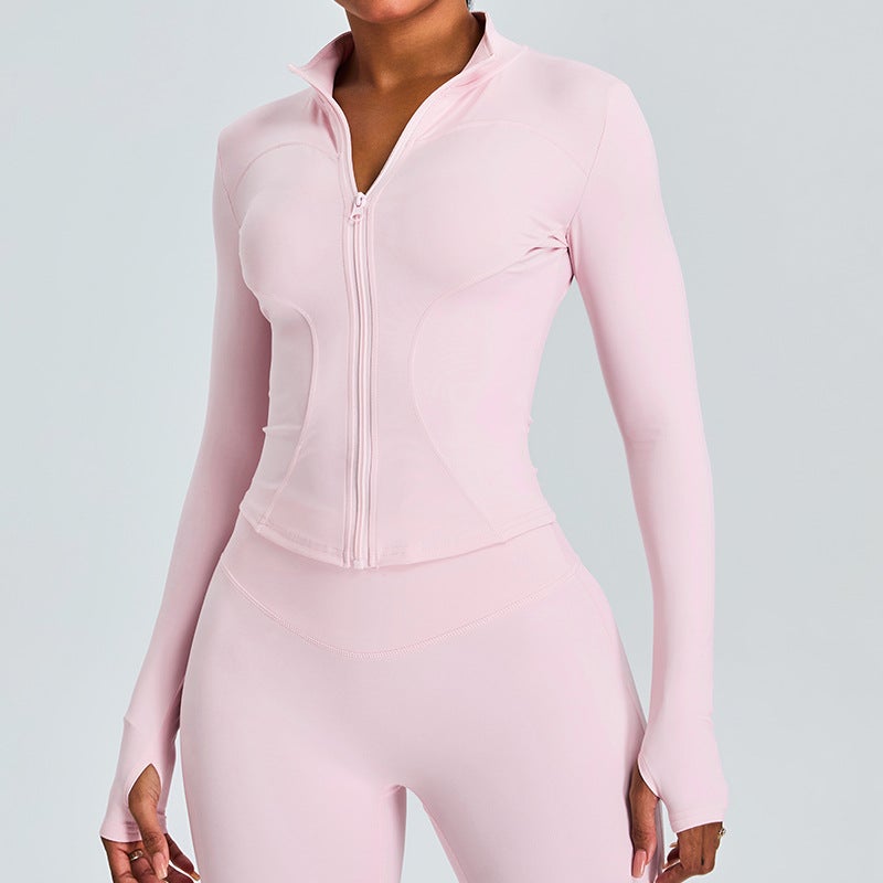 Generic Autumn Winter Zipper Slim Fit Yoga Jacket Sakura pink (new color) 