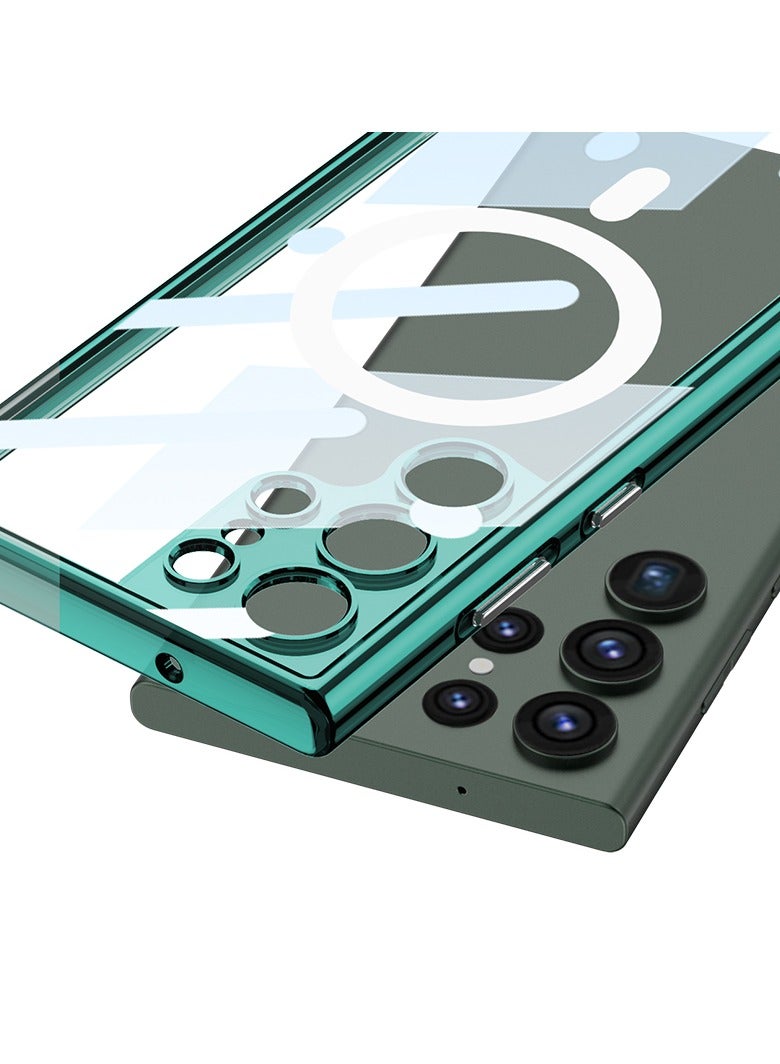 GKK Gkk Compatible with Samsung Galaxy S24 Ultra Case Glass PC phantom support magsafe (Green) - Image 3