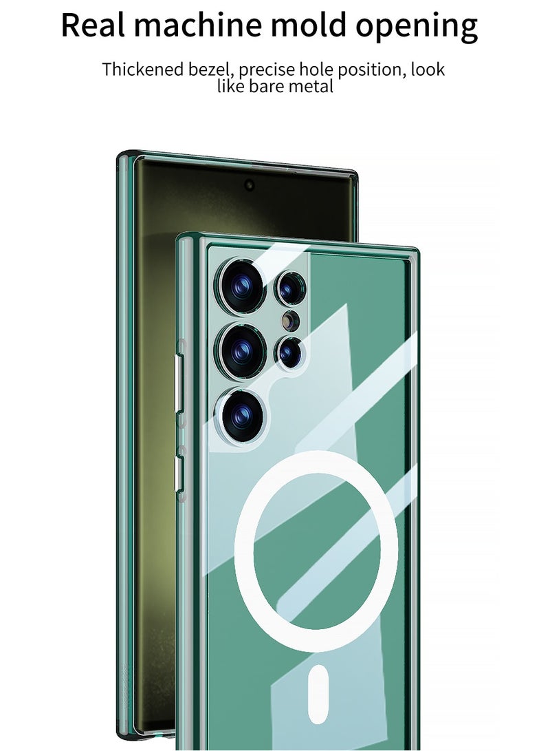 GKK Gkk Compatible with Samsung Galaxy S24 Ultra Case Glass PC phantom support magsafe (Green) - Image 4