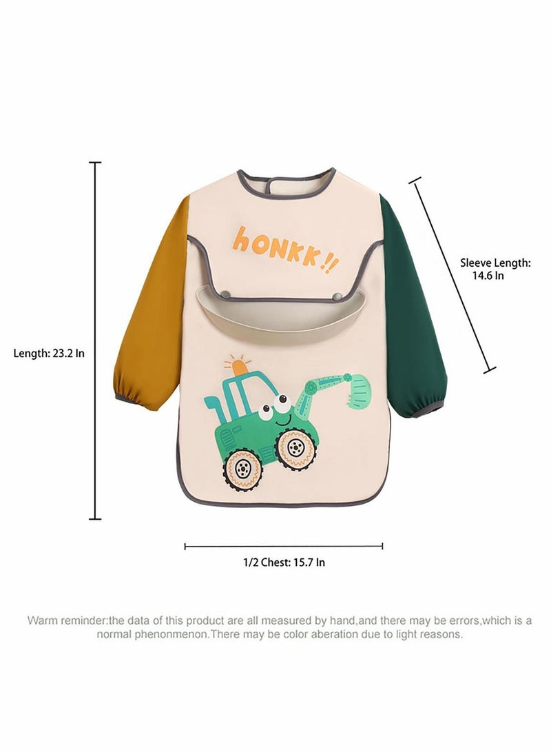 Y&D Long Sleeve Baby Bibs Child Toddler Waterproof Smock Apron Set Food Catcher Pocket - Image 2