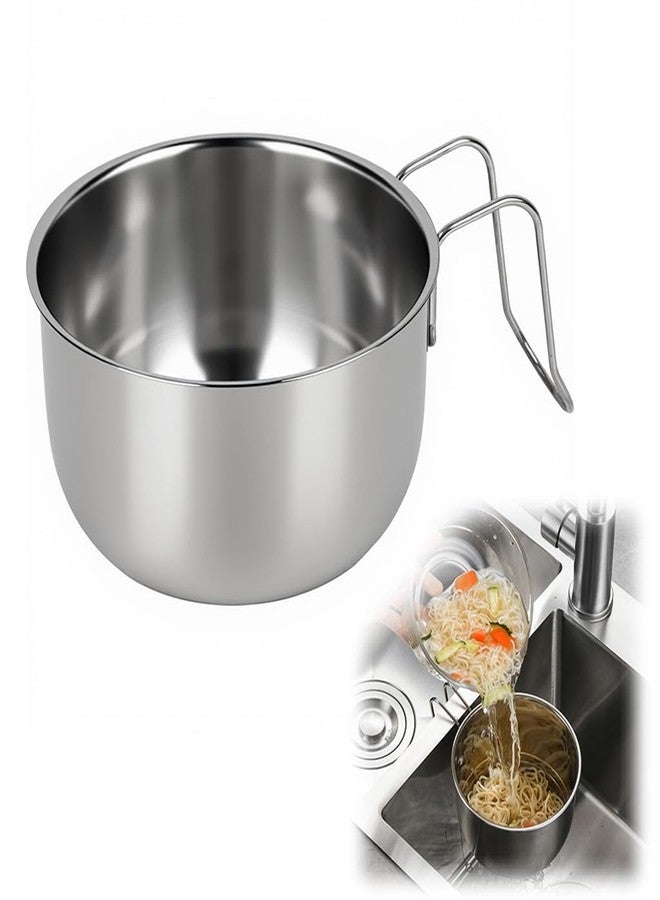 Supvox® Sink Drainer, Sink Strainer Steel Sieve Hanging Drainer Basket with Handle, 15 cm Diameter Stainless Steel Strainer for Washing Fruits, Vegetables and Draining Food Residue - Image 1