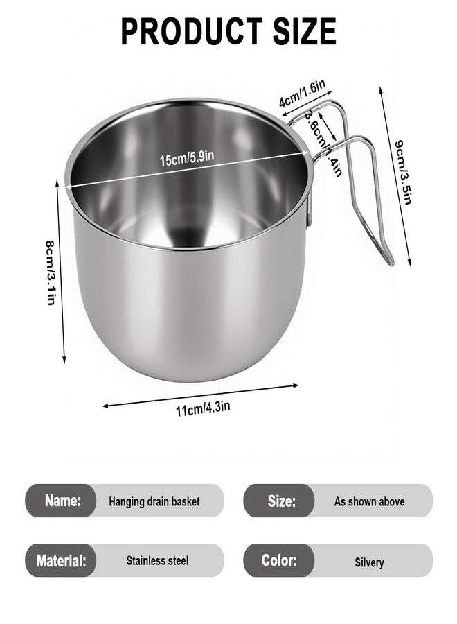 Supvox® Sink Drainer, Sink Strainer Steel Sieve Hanging Drainer Basket with Handle, 15 cm Diameter Stainless Steel Strainer for Washing Fruits, Vegetables and Draining Food Residue - Image 2