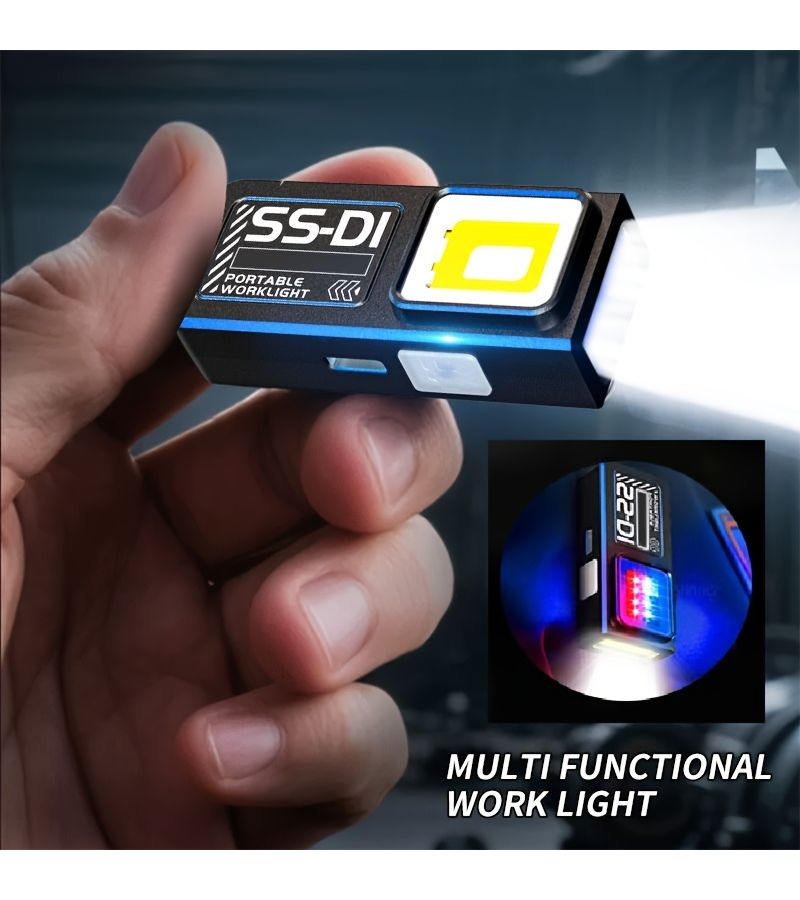 One Mini Dual Source LED Flashlight IPX4 Red Blue Flash USB C Charging Portable Emergency Light Black - Image 2