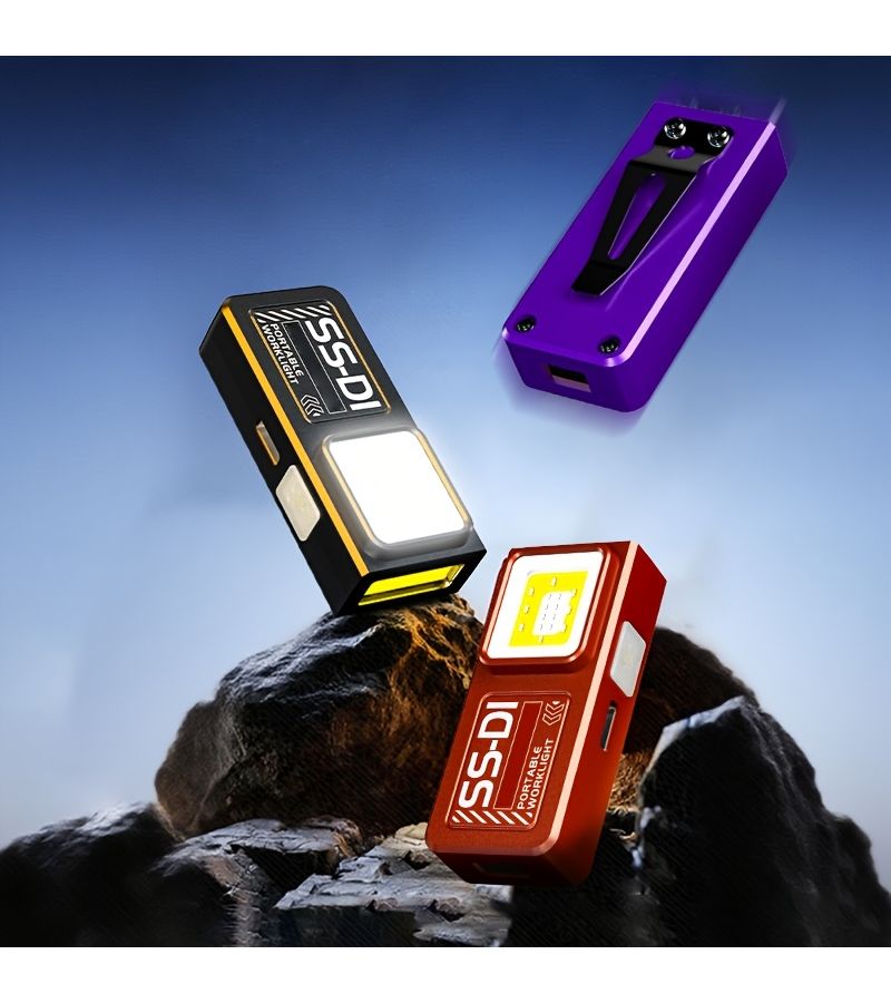 One Mini Dual Source LED Flashlight IPX4 Red Blue Flash USB C Charging Portable Emergency Light Black - Image 1