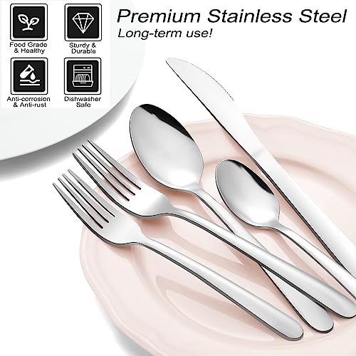 Pleafind 72-Pieces Silverware Set for 12, Flatware Set with Steak Knives, Stainless Steel Cutlery Set, Include Forks Spoons and Knives Set, Dishwasher Safe Utensil Sets for Home Restaurant - Image 4