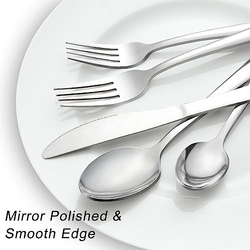 Pleafind 72-Pieces Silverware Set for 12, Flatware Set with Steak Knives, Stainless Steel Cutlery Set, Include Forks Spoons and Knives Set, Dishwasher Safe Utensil Sets for Home Restaurant - Image 3