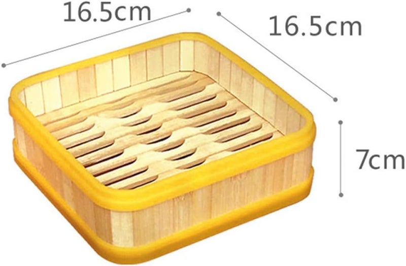 Square Steamer Basket with Lid 6-inch Set, Food-grade Dim Sum Steamer for Cooking Bao Buns, Vegetables, and Asian Cuisine Kitchen Cookware - Image 2