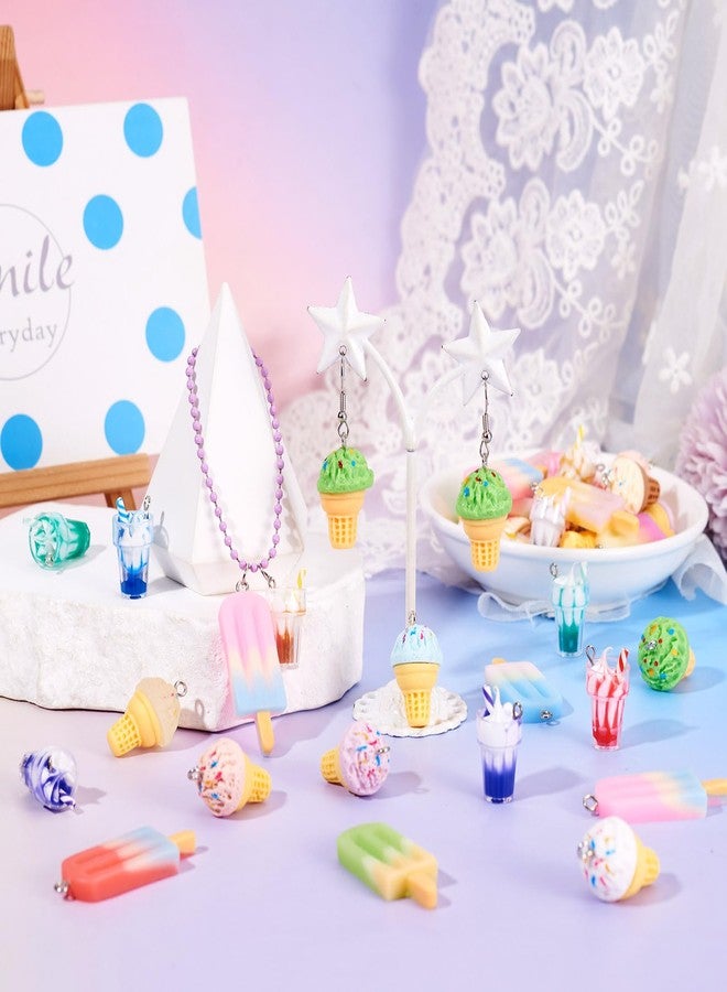 Craftdady 42pcs Ice Cream Cup Resin Charms Colorful Imitation Sweet Food Snack Pendants with Loop for Earring Necklace Keychain Jewelry Crafts Making - Image 4