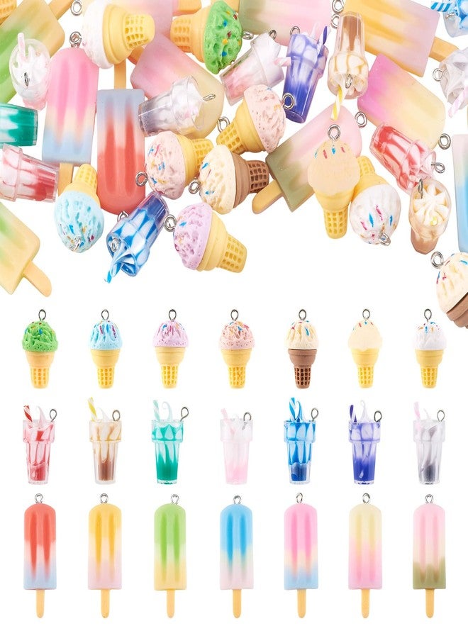 Craftdady 42pcs Ice Cream Cup Resin Charms Colorful Imitation Sweet Food Snack Pendants with Loop for Earring Necklace Keychain Jewelry Crafts Making - Image 1