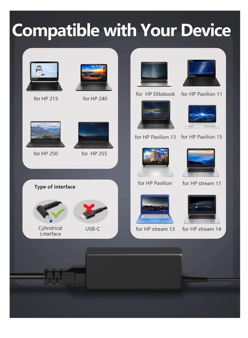 محول شاحن كمبيوتر محمول 65 وات من HP 19.5 فولت 3.33 أمبير 4.5 × 3.0 مم لأجهزة Envy 13 15 17 Pavilion x360 15 11 13 وChromebook 11 14 وZbook 14u G4 G5 15u 15 G3 وEliteBook 1020 1040 وStream 13 11 14 - Image 4