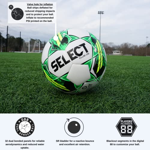 Select Club DB V22 Soccer Ball, White/Green/Yellow, Size 5 - Image 5