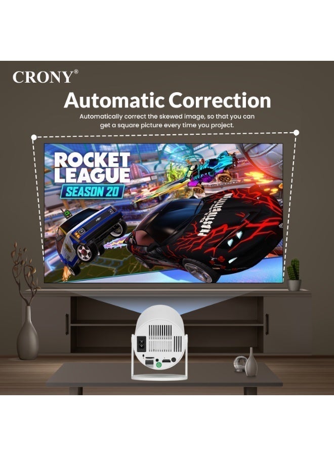 كروني جهاز عرض ألعاب كروني بدقة 4K مع نظام أندرويد 11، وميزة تصحيح الانحراف التلقائي، ووحدة تحكم للألعاب، ومنافذ HDMI وAUX وUSB، وواي فاي، وبلوتوث 5.0، وأكثر من 20000 لعبة، وجاهز للاستخدام الفوري - أبيض - Image 5