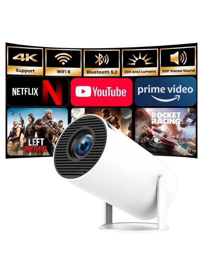 كروني جهاز عرض ألعاب كروني بدقة 4K مع نظام أندرويد 11، وميزة تصحيح الانحراف التلقائي، ووحدة تحكم للألعاب، ومنافذ HDMI وAUX وUSB، وواي فاي، وبلوتوث 5.0، وأكثر من 20000 لعبة، وجاهز للاستخدام الفوري - أبيض - Image 2