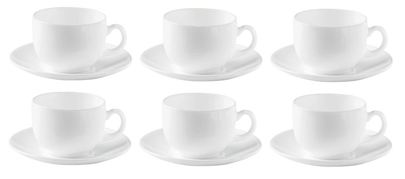 Saaikee Tea Coffee Espresso Opal Ware Cup and Saucer Set of 12, Tea Cup Set of 12 | Coffee Cup Set | Espresso Coffee Cup Set | Opalware Cup Set (180 ML) - Image 2