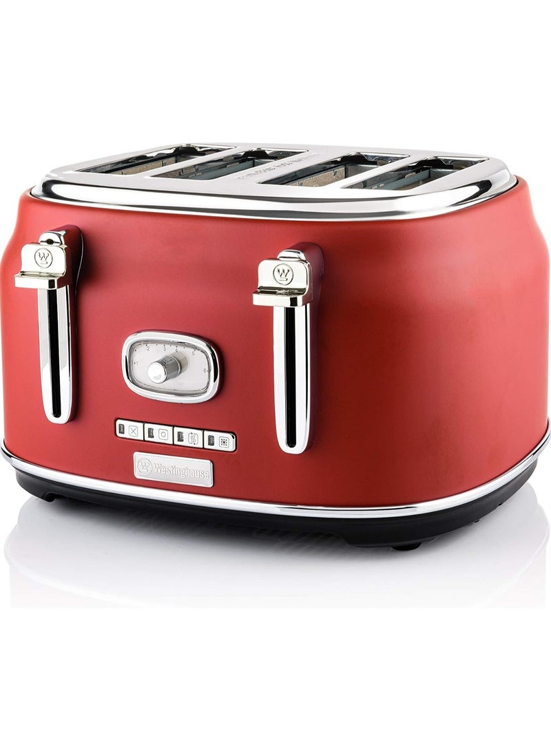 Westinghouse Retro Series 4-Slice Toaster – 1750W | Extra-Wide Slots, 6 Browning Levels & Bagel Function –RED  - Image 1
