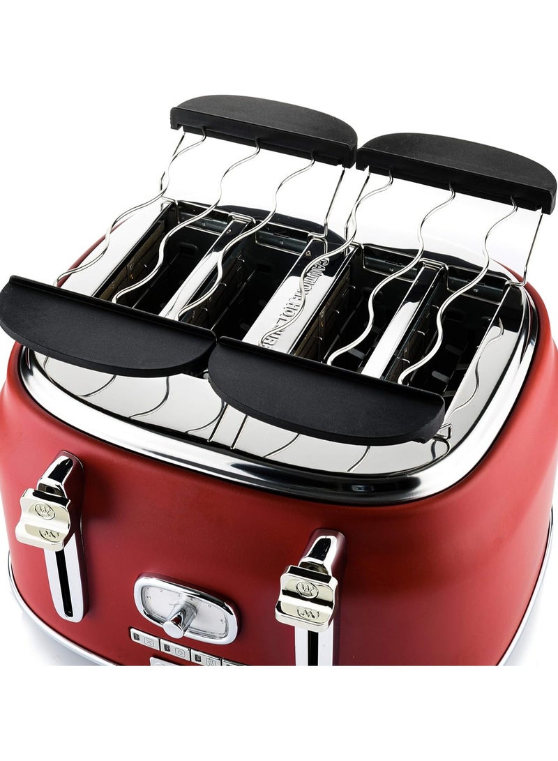 Westinghouse Retro Series 4-Slice Toaster – 1750W | Extra-Wide Slots, 6 Browning Levels & Bagel Function –RED  - Image 5